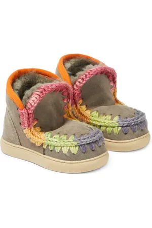 Mou Crochet-trimmed suede sneakers