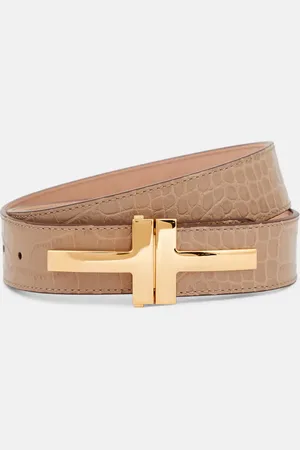Tom Ford Double T croc-effect leather belt