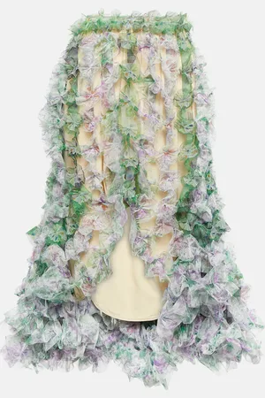 SUSAN FANG Asymmetric tulle midi skirt