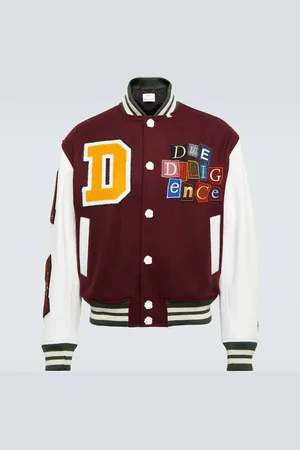 Due Diligence Leather-trimmed wool varsity jacket