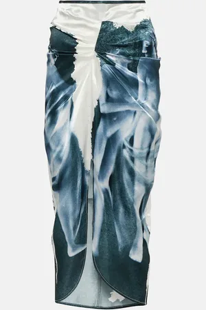 JACQUES WEI Printed gathered midi skirt