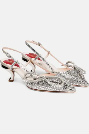 Roger Vivier Virgule embellished satin slingback pumps