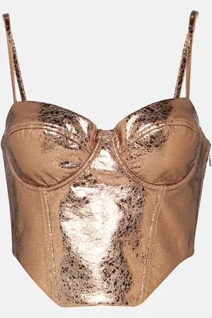 ROTATE Metallic faux leather bustier