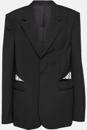 DION LEE Lace-trimmed cutout wool blazer