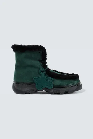 Burberry Shearling-trimmed suede ankle boots
