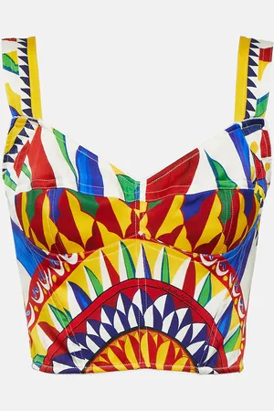 Dolce & Gabbana Printed silk-blend bustier top