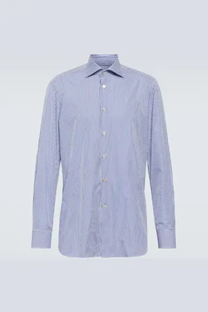 Kiton Striped cotton poplin Oxford shirt