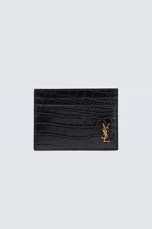 Saint Laurent Croc-effect leather card holder