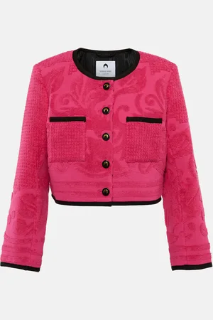 Marine Serre Jacquard cropped cotton jacket