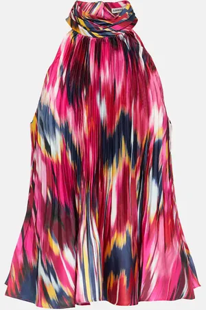 Simkhai Yasenia printed plissÃ© top