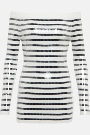 Jean Paul Gaultier Sequined striped sweater minidress