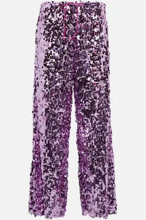 Oseree OsÃ©ree Sequined high-rise wide-leg pants