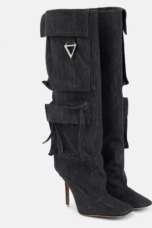 The Attico Sienna denim knee-high boots
