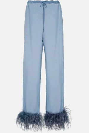 Oseree OsÃ©ree Plumage feather-trimmed wide-leg pants