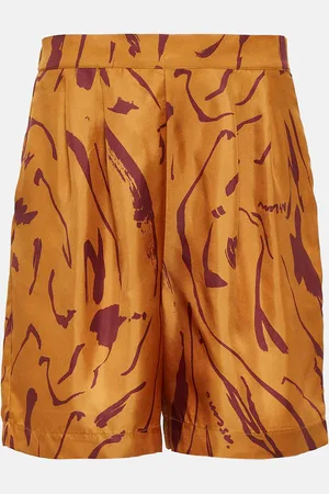 ASCENO Carros printed silk twill shorts