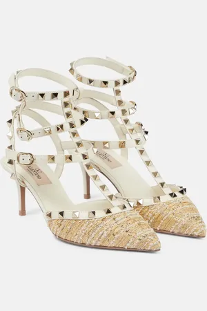 VALENTINO GARAVANI Rockstud tweed and leather pumps