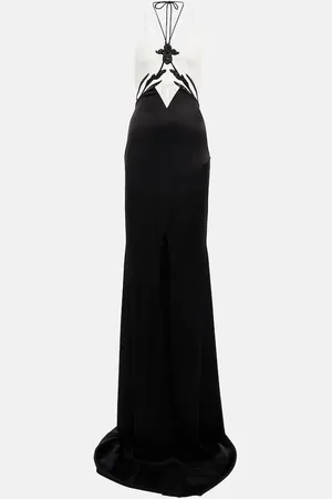 DAVID KOMA Embellished cady and satin gown