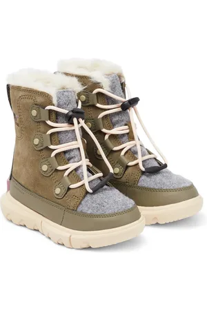 sorel Explorer faux fur-trimmed suede boots