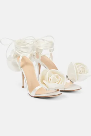 MAGDA BUTRYM Floral-appliquÃ© satin sandals