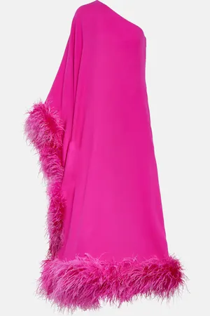 VALENTINO Cady Couture feather-trimmed silk gown