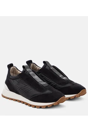 Brunello Cucinelli Monili suede-trimmed sneakers