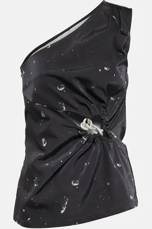 JACQUES WEI Printed cutout one-shoulder top