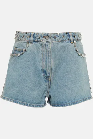 Paco rabanne Stud-embellished high-rise jean shorts