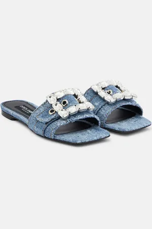 Dolce & Gabbana Crystal-embellished denim sandals