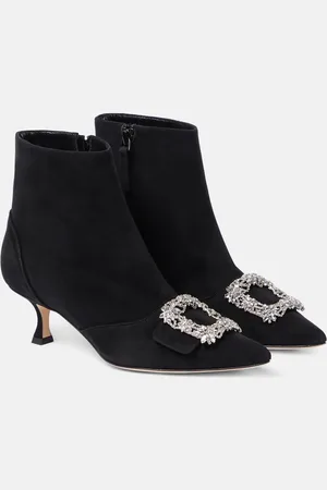 Manolo Blahnik Baylow embellished suede ankle boots