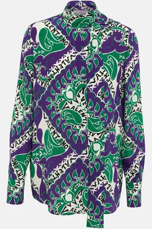 VALENTINO Tie-neck printed silk blouse