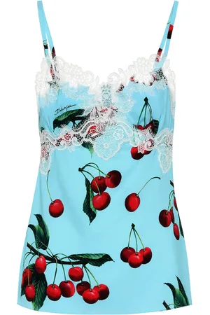 Dolce & Gabbana Cherry printed silk and lace camisole