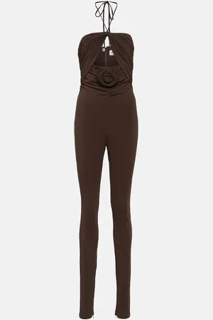 MAGDA BUTRYM Floral-appliquÃ© cutout jersey jumpsuit