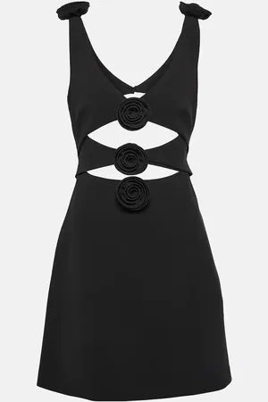 MAGDA BUTRYM Floral-appliquÃ© cutout wool-blend minidress