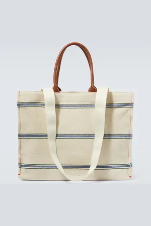 Marni Logo leather-trimmed tote bag