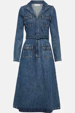 Self-Portrait Belted denim midi dress