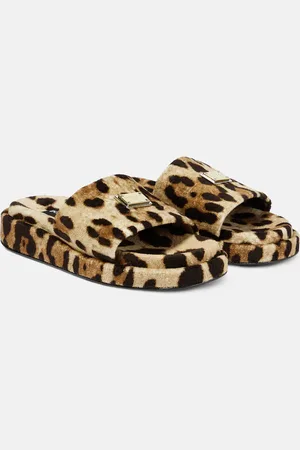 Dolce & Gabbana Logo leopard-print terrycloth slides