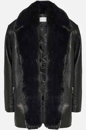 MAGDA BUTRYM Faux fur-trimmed leather jacket
