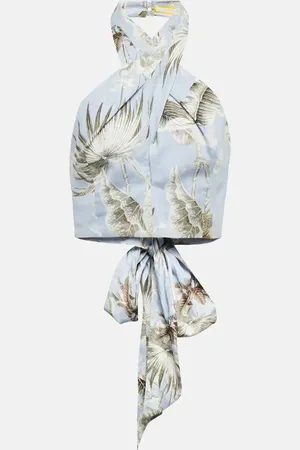 Erdem Luna printed cotton cropped top