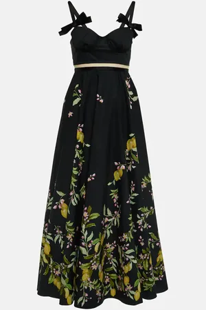 Giambattista Valli Bow-detail printed poplin gown
