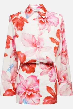 The Attico Margot floral cotton shirt dress