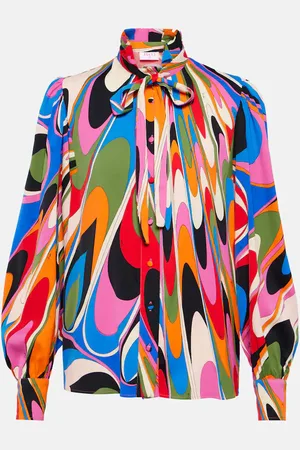 Puccini Onde tie-neck printed blouse
