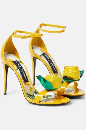 Dolce & Gabbana Keira floral-appliquÃ© patent leather sandals