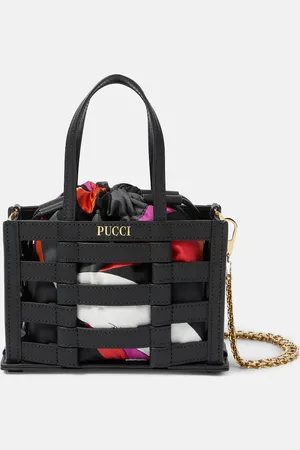 Puccini Cage Mini leather and silk tote bag
