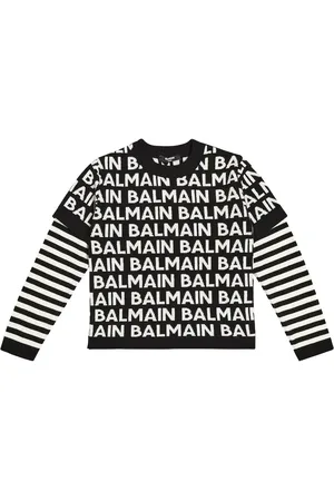 Balmain Logo intarsia wool-blend sweater