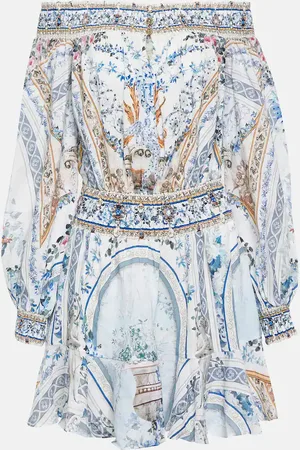 Camilla Embellished floral off-shoulder minidress