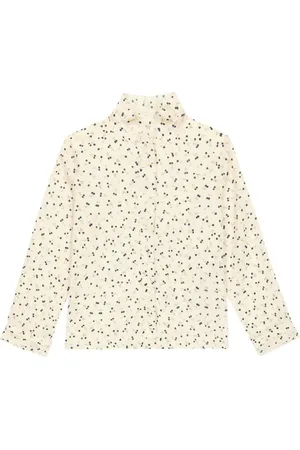 BONPOINT Ruffled cherry-printed cotton blouse