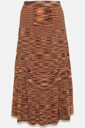 Simkhai Space-dyed pleated knit midi skirt