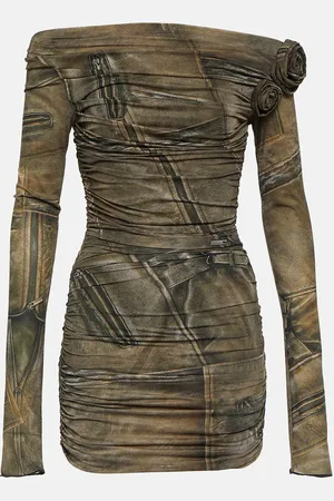 BLUMARINE Printed off-shoulder minidress