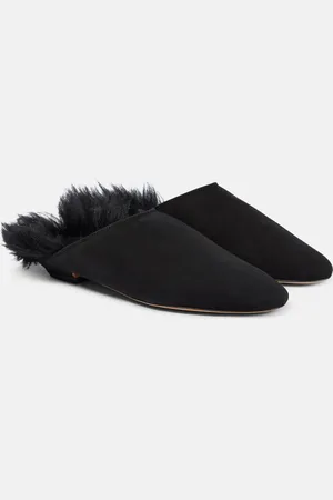 Khaite Otto shearling-trimmed suede mules