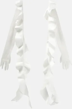 DAVID KOMA Lace gloves with ruffles